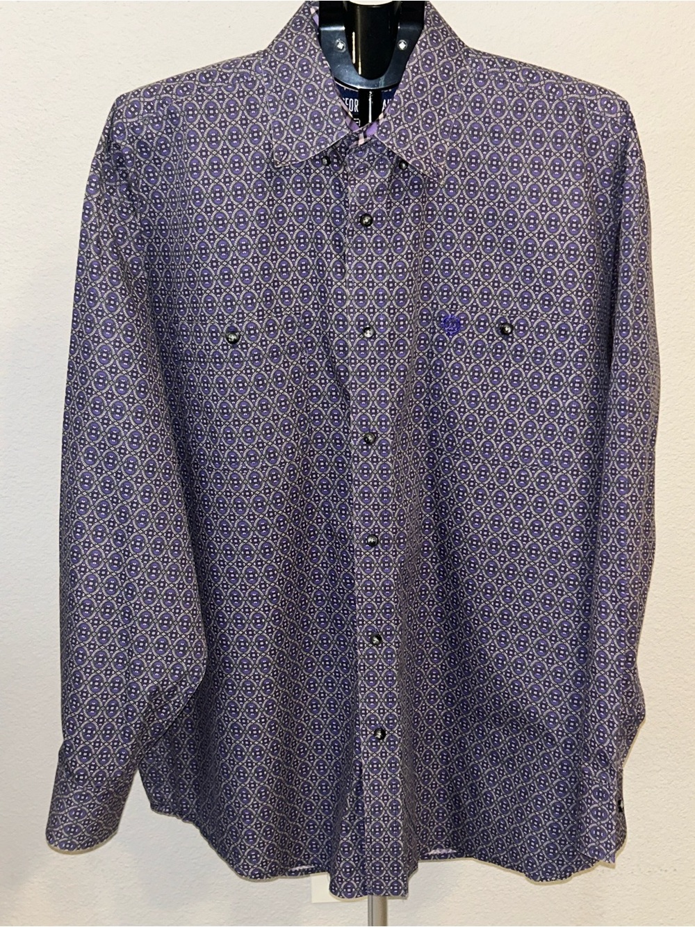 Wrangler George Strait Shirt Mens XL Purple Geometric Medallion Western EUC